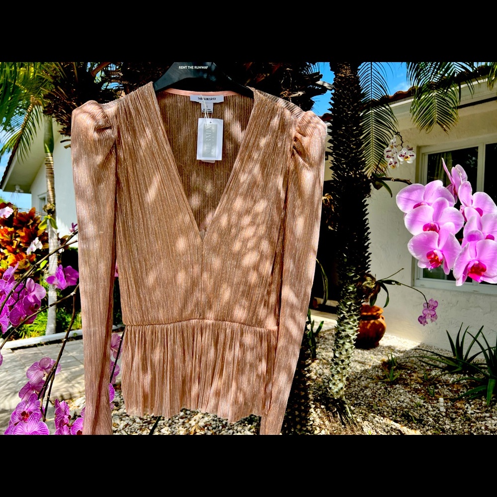 Sabina Musayev Samantha Plisse Lurex Top in Rose